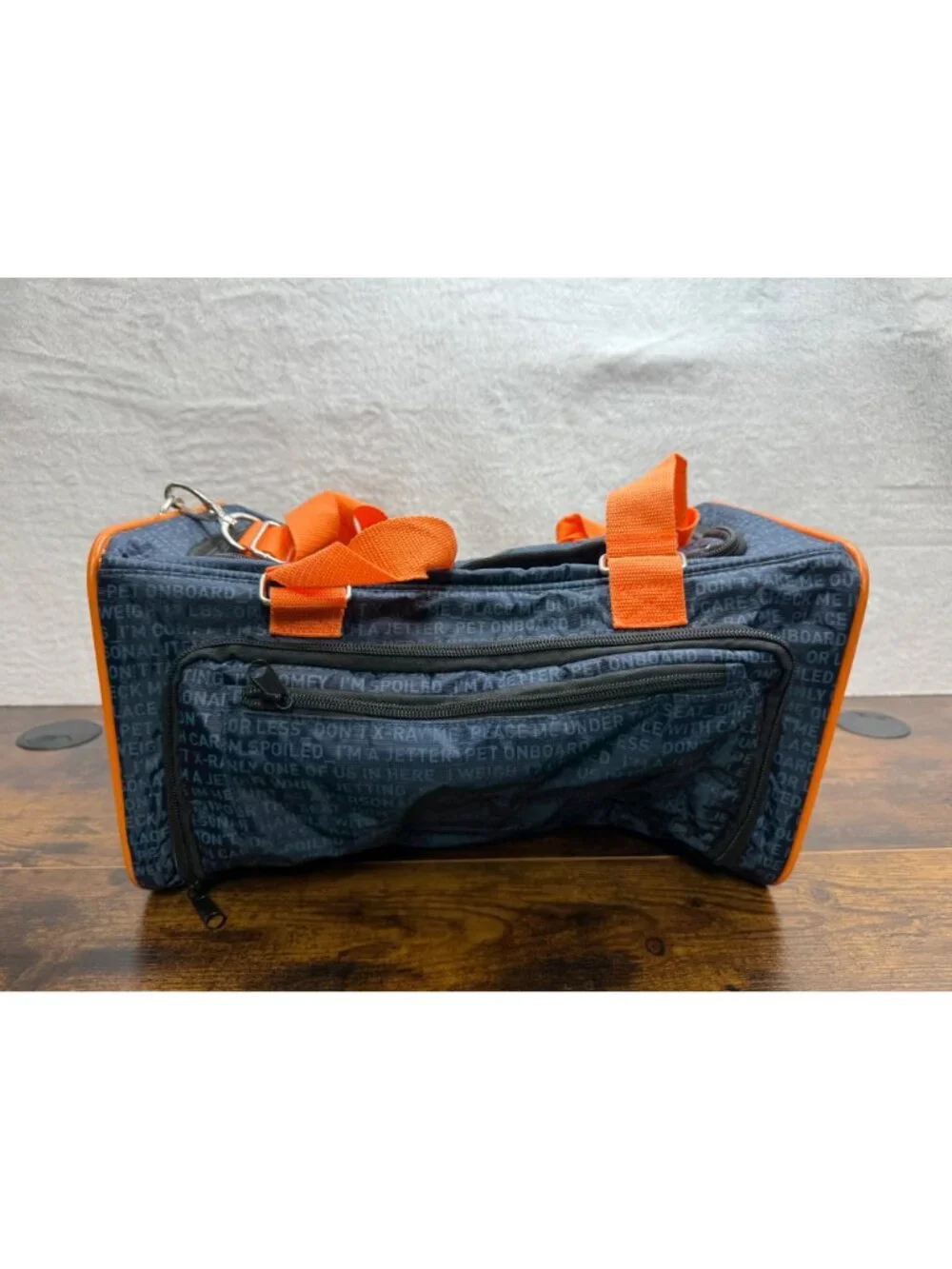 JetBlue JetPaws Navy & Orange Pet Carrier With Mesh Panels & Adjustable Straps